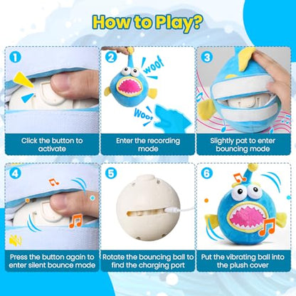 Interactive Dog Toys, Self Moving Dog Toy to Keep Them Busy, Electronic Vibrating Dogs Toy/Squeaky Bouncing Ball for Small Medium Large Dogs with Jumping Music Mode (Lanternfish) - color: Lanternfish