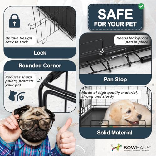 CAPHAUS Foldable Dog Crate Wire Metal Dog Kennel w/Divider Panel, Leak-Proof Pan & Protecting Feet, Single & Double Door, Small, Medium & Large Dog Crate Indoor Wire Dog Cage, 30” w/Easy-Flick Lock - size: 30.1"L x 18.5"W x 20.4"H