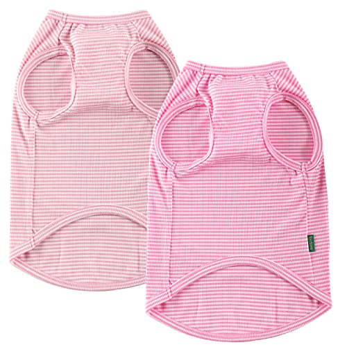 Dog Shirt,Combed Cotton T-Shirts,Soft Cool Boy Girl Tee for Small Dogs Kitty Puppy Chihuahua,Pink Rose Striped S - color: Pink & Rose Striped, size: Small