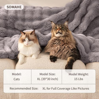 Pet Blanket, Reversible Sherpa & Bubble Fleece Pet Throw, Ultra-Soft Plush for Cats & Small Dogs, Machine Washable, Anti-Static, Warm & Cozy,28"×22" Inch Gray - color: Gray, size: 28"L x 22"W Inches