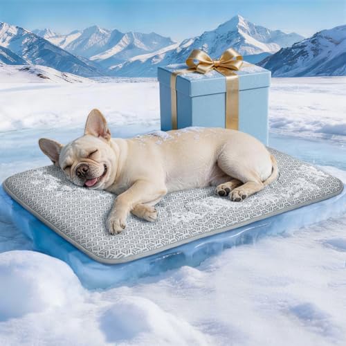 Cooling Mat for Dogs, Large Dog Bed & Dog Cooling Pad, Waterproof Pet Cooling Mat with Breathable Foam, Instant Relief for Dogs & Cats, Grey 24"x18" - color: Frosted Grey, size: S:24"x18"