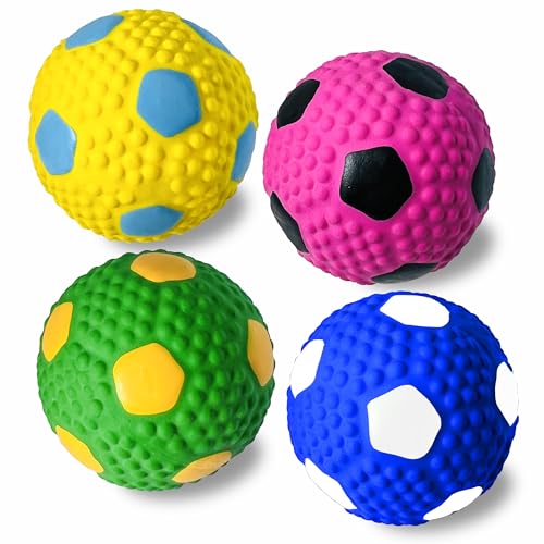 HOLYSTEED Squeaky Dog Toys for Medium Dogs 4pcs, 2.6 Inch Latex Squeak Dog Balls - Soft Bouncy Fetch & Chew Toys for Medium and Large Breeds Like Beagle, Border Collie, Samoyed, Husky, Labrador - size: 2.6'' for M/L