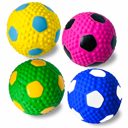 HOLYSTEED Squeaky Dog Toys for Medium Dogs 4pcs, 2.6 Inch Latex Squeak Dog Balls - Soft Bouncy Fetch & Chew Toys for Medium and Large Breeds Like Beagle, Border Collie, Samoyed, Husky, Labrador - size: 2.6'' for M/L