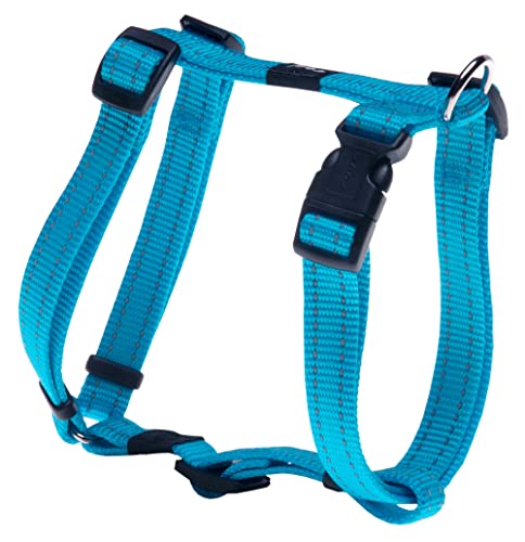 Reflective Adjustable Dog H Harness for Small to Medium Dogs; matching collar and leash available, Turquoise - color: Turquoise
