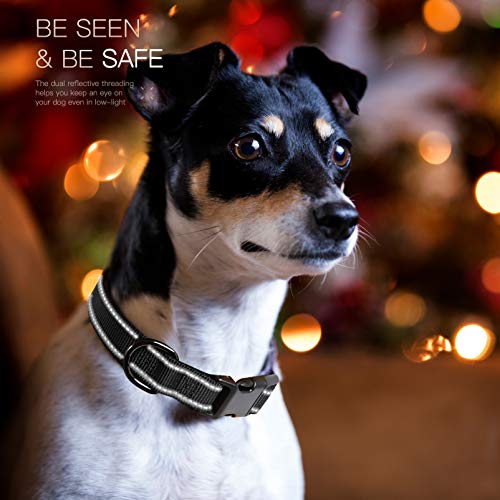 HEELE Dog Collar, Reflective Dog Collar, Soft Neoprene Padded Breathable Nylon Pet Collar Adjustable for Small Dogs, Black, S(10.23-14.96") - color: Black, size: Small (10.23-14.96")