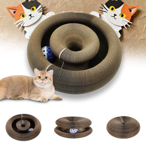 Magnetic Magic Organ Cat Scratcher Toy, Extra-Thick & Large Connectable Cardboard Scratching Board with Bell Ball, Interactive Enrichment Toy for Indoor Cats & Kittens (1 Pack) - size: 1 Pack