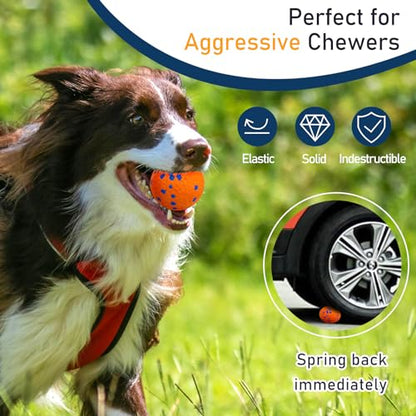 6 Pcs Dog Balls Tennis Ball for Aggressive Chewers Indestructible Dog Teething Chew Toys for Large Medium Small and Puppies, More Biting-Proof Atom.