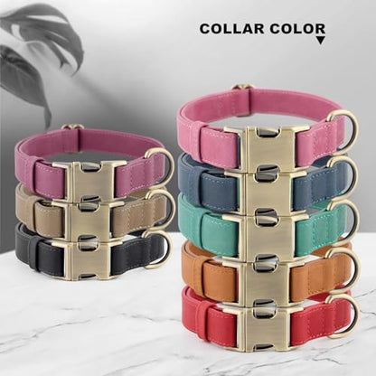 Plutus Pet Genuine Leather Dog Collar – Adjustable Pet Collar with Quick Release Metal Buckle, Soft Real Leather for Small Medium Large Dogs, Heavy Duty & Skin-Friendly (Green, XS) - color: Green, size: XS