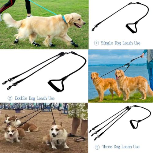3 in 1 Durable Nylon Dog Leash with Padded Handle, 360° Swivel No Tangle Climbing Rope Removable Pet Traction Rope, Lead for Medium Large Dogs Black - color: Black