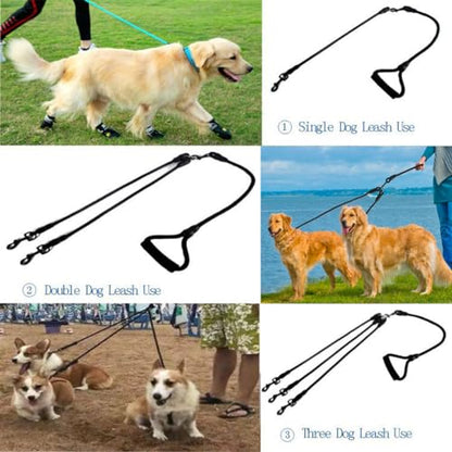 3 in 1 Durable Nylon Dog Leash with Padded Handle, 360° Swivel No Tangle Climbing Rope Removable Pet Traction Rope, Lead for Medium Large Dogs Black - color: Black