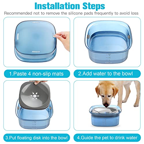 UPSKY 70oz Dog Water Bowl 2L No Spill Dog Bowls Large Capacity Spill Proof Slow Water Feeder, No Splash Dog Bowl Pet Water Dispenser Vehicle Carried Travel Slow Drinking Bowls for Messy Drinkers, Cats - color: D-Blue, size: 2 L