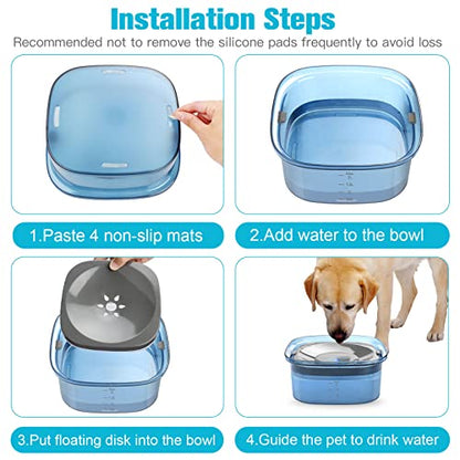 UPSKY 70oz Dog Water Bowl 2L No Spill Dog Bowls Large Capacity Spill Proof Slow Water Feeder, No Splash Dog Bowl Pet Water Dispenser Vehicle Carried Travel Slow Drinking Bowls for Messy Drinkers, Cats - color: D-Blue, size: 2 L
