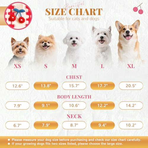 BAEJMJK Cute Cherry Small Dog Sweater Soft Girl Dog Cardigan Clothes Turtleneck Warm Pet Puppy Knitted Pullover Princess Dogs Cats Outfits(Red Cherry B,X-Large) - color: Red Cherry B, size: X-Large
