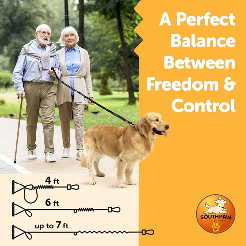 Shock Absorbing Tactical Bungee Dog Leash 4-7 ft. for Large Dogs with Seatbelt Buckle and Comfortable Padded Handle, Highly Reflective Extendable Heavy Duty Stretch Leash for Dog Owners (Black)