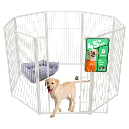 FXW Homeplus Unleashed Indoor Dog Playpen - Stress-Free and Safe Play, Heavy Duty 45 Inch 8 Panels Dog Pen for Large Dogs, White│Patented - color: White, size: 45"H