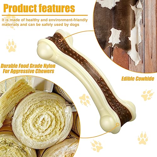 Sosation 3 Pack Chew Toys for Aggressive Chewers, Bone Toys Nylon Beef Flavor Dog Teething Toys for Large/Medium/Small Puppies Breeds(Small, Large, Medium, Curved Bone) - size: Small, Large, Medium, style: Curved Bone