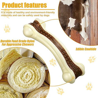 Sosation 3 Pack Chew Toys for Aggressive Chewers, Bone Toys Nylon Beef Flavor Dog Teething Toys for Large/Medium/Small Puppies Breeds(Small, Large, Medium, Curved Bone) - size: Small, Large, Medium, style: Curved Bone