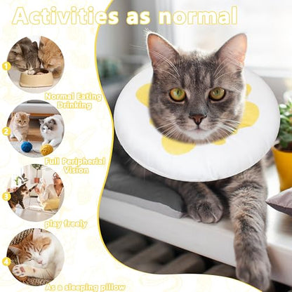 Cat Cone Collar Soft, Adjustable Cat Recovery Cone to Stop Licking, Cute Kitten Donut Collar After Surgery, Elizabethan Collars for Kittens, Lightweight Cats Neck Cones (Egg, Large) - color: Egg, size: Large