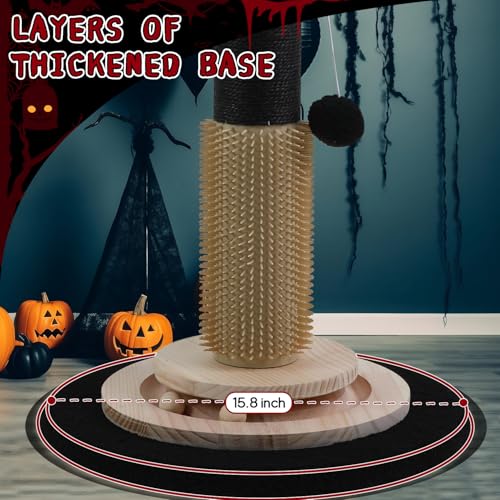 Scratching Posts for Indoor Cats Adults,45'' Tall Halloween Gothic Scratching Post with 3.5Inch Diameter Sisal Rope,Black Cat Scratcher with Interactive Ball Toys Self Groomer Brush for Large Cats - color: black-45inch