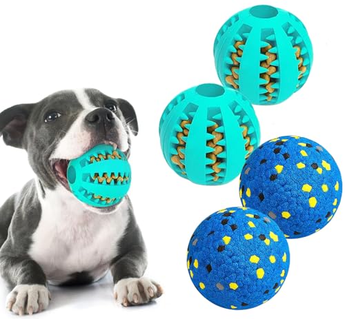 Idepet Dog Toy Ball Tennis Balls for Aggressive Chewers,Nontoxic Bite Resistant Toys ETPU High-Bounce Floating Fetch Toys for Teething for Small Medium Dogs (Blue&Blue, 4 Balls-2.75in) - color: Blue&Blue, size: 4 Balls-2.75in