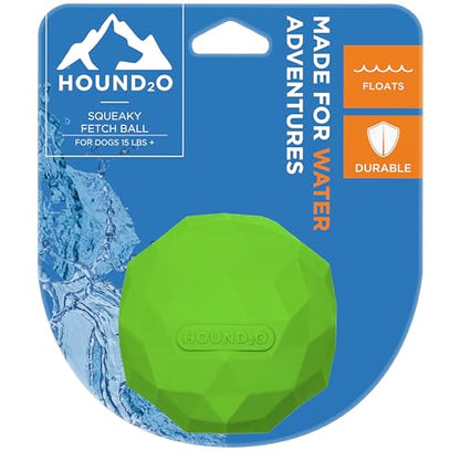 Playology HOUND2O Dog Toys | Squeaky Fetch Ball for Dogs | Bright Green Floating Outdoor Dog Ball with Squeaker