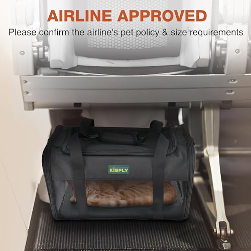Airline Approved Cat and Small Dog Carrier 17"x11"x9.5"– Soft-Sided, Foldable Under-Seat Travel Bag for Pets up to 12 lbs, Top-Loading, Scratch-Resistant Mesh, Black - color: Black, size: 17x11x9.5 In