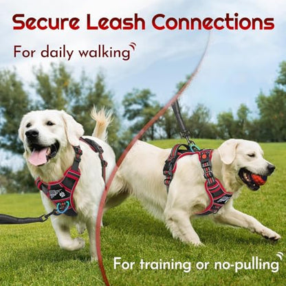 Dog Harness Small Sized, Easy Wearing with 3 Buckles, Adjustable No Pull Pet Harness with 2 Rings for Walking, No Chock Reflective Soft Padded Vest with Control Handle, Black & Red, S - color: Black & Red, size: Small