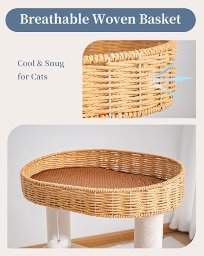 Modern Cat Tree for Large Cats, Modern Cat Tree Tower with Wide Shelves Cotton Scratching Posts, Super Sturdy Base, Cozy Perches, and Interactive Toys for Indoor Kittens 31-Inch - color: S81D