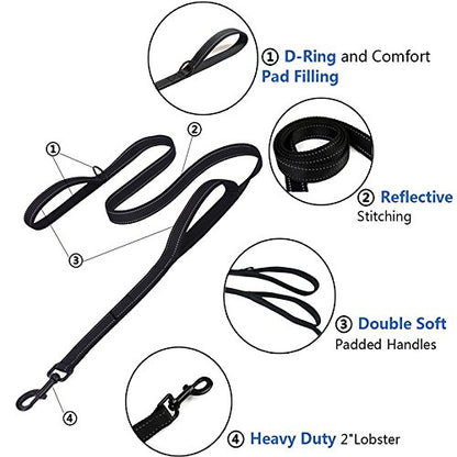 Heavy Duty Dog Leash with 2 Handles - 5FT Reflective Anti-Pull Training Lead for Medium & Large Dogs, Double Handle Leash with Padded Grip, Durable Nylon Pet Leash (Blue) by [CHENEDY] - color: Blue, size: 60 Inch\5FT