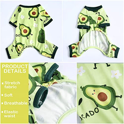 Dog Pajamas for Small Dogs, Soft Thin Pjs Jammies Cat Doggie, Summer Pet Cute Puppy Clothes Outfits Dogs Boy Girl(Avocado,S) - color: Avocado, size: Small (Chest 14.2 in)