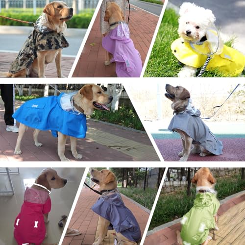 Waterproof Dog Raincoat, Adjustable Reflective Lightweight Pet Rain Clothes with Poncho Hood (Army Green, Small) - color: Army Green, size: Small(9-13lb)