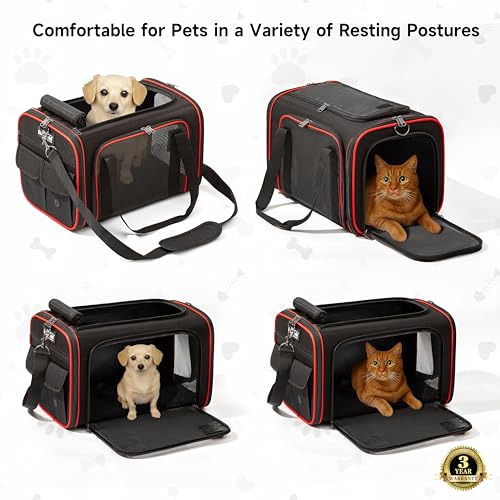 EliteField Soft-Sided Pet Carrier (3-Year Warranty, Airline Approved), Foldable Travel Bag with Removable Fleece Bed for Dogs, Cats & Small Pets, Scratch-Resistant Mesh - color: Black, size: 18.0"L x 11.1"W x 11.0"H