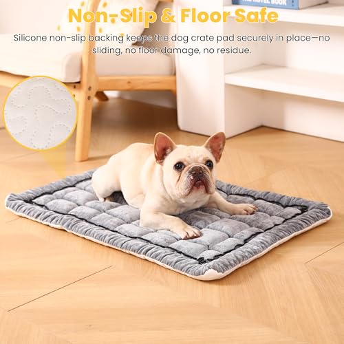 Dog Bed Mats Crate Pad for Small, Medium, Large Dogs, Washable Anti-Slip Pet Bed Mats, Cozy Warm Cat Beds Sleeping Pad (Grey, 22.0" L x 13.0" W x 1.5" Th) - color: Grey, size: 22.0"L x 13.0"W x 1.5"Th