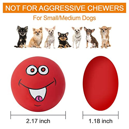 Squeaky Dog Toys Chewing Durable Teething Latex Rubber Soft Interactive Fetch Play Dog Balls with Funny Smile Face for Puppy Small Medium Pet Dog (6PCS) - color: Same Face
