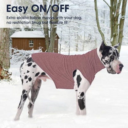 IECOii Dog Fleece Vest Sweater - Stretch Warm Pullover with Turtleneck,DarkRed,Large, Easy On/Off Winter Dog Sweater for Medium Large Dogs Girl Boy, Winter Fall Jumpsuit with High Neck - color: Darkred, size: Large