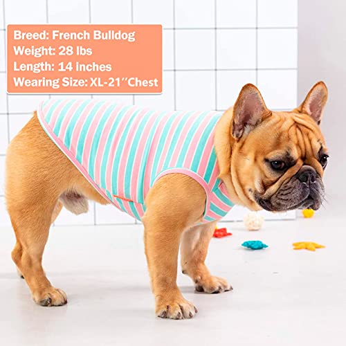 KYEESE 2Pack Dog Shirt, Soft Striped Dogs T Shirts, Lightweight Doggie Tank Top Cat Clothes, Sleeveless Dog Shirt for Small Dogs, Stretchy Pet Vest, Pink, Small - color: 01# 2Pack (Pink+Striped), size: Small (4-7lbs)