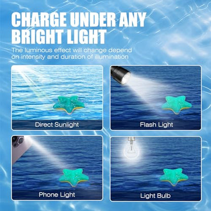 Dog Toy Floating Luminous, Squeaky Dog Toy, Glow in the Dark, for Small Dogs (Kit Small Seahorse+Small Starfis) - style: For Small Dogs (Small Starfish + Seahorse)