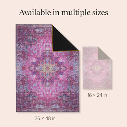 Lovewag Pets Cat Litter Mat 2 Pack - Large 36x48 Machine Washable Easy Clean Non-Slip Waterproof Litter Management Mats for Cats - Mystic Fuchsia - color: Mystic Fuchsia, size: 36x48 inches (Pack of 2)