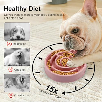 Slow Feeder Dog Bowls, Puzzle Dog Bowl with Anti-Slip, Slow Feeder & Non-Slip Design, Boredom and Anxiety Reducer, Suitable for All Breed Dogs and Cat - color: Pink