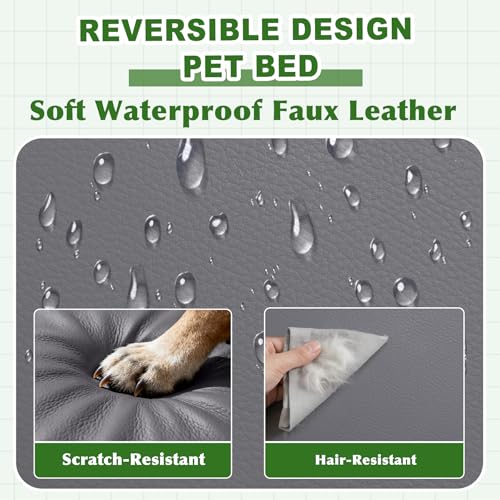 Vonabem Outdoor Waterproof Dog Bed Washable, Jumbo Large Crate Pad 54 inch, XXXL Wipeable Leather Pet Beds with Removable Cover Reversible, Foam Anti-Slip Kennel Pads 53"x36" Grey - color: Grey, size: XXXL(53x36x4)