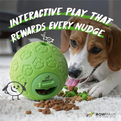 BOWHAUS Giggle Ball for Dogs, 5.5 Inch Interactive Treat Dispensing Ball, Indestructible Fun Squeaky Dog Chew Exercise Toy, Non-Toxic Durable PVC Wobble Giggle Toy for Indoor Outdoor Play - style: Treat Ball - Classic Style