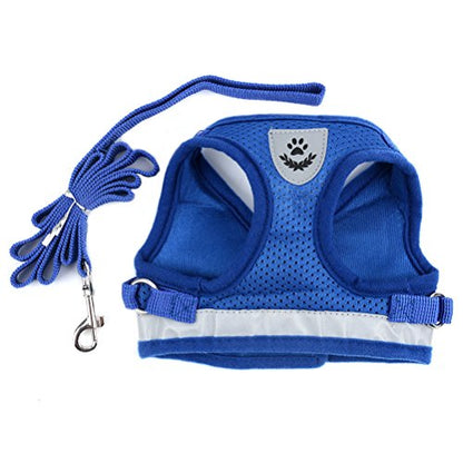 Zunea Dog Harness & Leash Set - Small Dogs & Cats (7-11lbs), Blue, Mesh, Reflective, Adjustable, No Pull, Quick Release, Step-in Vest Harness - color: Blue, size: M (Chest:15.5 Inch, for 7-11lbs)