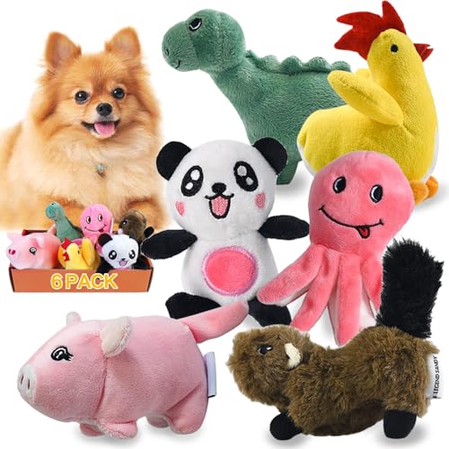 LEGEND SANDY Squeaky Plush Dog Toy 6 Pack for Puppy, Small Stuffed Puppy Chew Dog Toys Bulk with Squeakers, Cute Soft Pet Toy for Small Medium Size Dogs - color: 6 pack