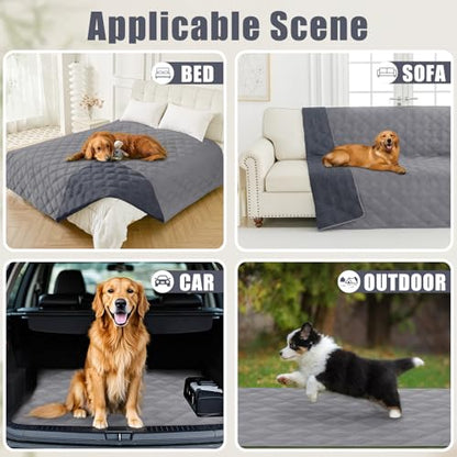 Smiry Waterproof Dog Bed Cover Blanket 40x70, Soft Reversible Pet Blanket, Washable Leakproof Cats Dogs Couch Cover for Sofa, Couch, Furniture, Grey/Dark Grey - color: Grey/Dark Grey, size: 40x70 Inch