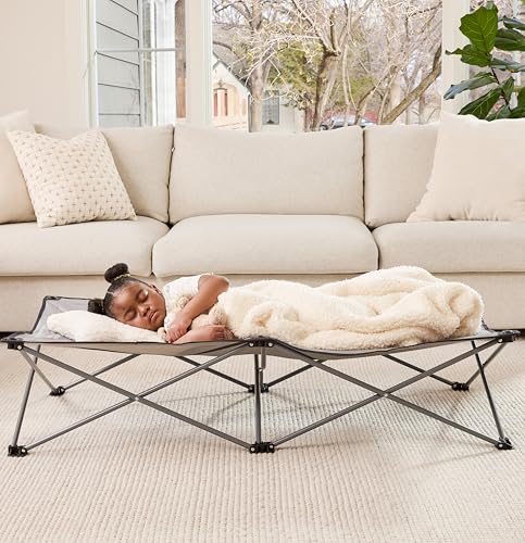 Regalo Extra Long My Cot® Portable Toddler Bed, Foldable Kids Travel Bed & Camping Cot for Ages 2–8, Indoor/Outdoor, Extra Large 54” x 28” x 12”, Supports up to 80 lbs, Gray - color: Extra Long - Gray