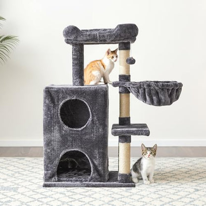 Fansafurn Medium Cat Tree with Scratching Posts, Cat Bed, Hammocks & Condos – Multi-Level Cat Tower for Playful Cats, 36" Modern Jungle Gym, Dark Grey - color: Dark Grey