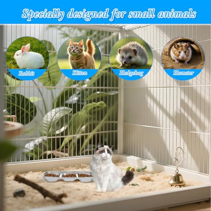 Compartment Pet Tray Food Bowls: 2pcs Stainless Steel Cat Bowl Divided Pet Dishes Bowls for Kitten Small Dogs Food Water Feeder