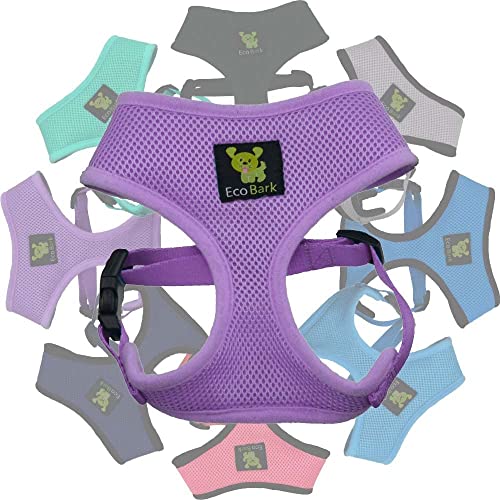 EcoBark Lavender Dog Harness - Eco-Friendly Max Comfort Harnesses - Luxurious Soft Mesh Halter - Over the Head Harness Vest- No Pull and No Choke - color: Lavender Purple