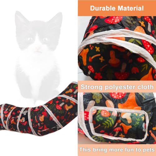 Cat Tunnel Tube Toys，Tunnels for Indoor Cats, Collapsible Interactive Toy with Balls for Rabbits, Kittens, Ferrets, Puppy (S - 2 Way Mushroom) - color: S - 2 Way Mushroom