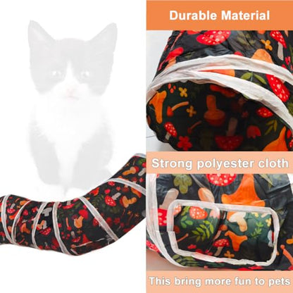 Cat Tunnel Tube Toys，Tunnels for Indoor Cats, Collapsible Interactive Toy with Balls for Rabbits, Kittens, Ferrets, Puppy (S - 2 Way Mushroom) - color: S - 2 Way Mushroom